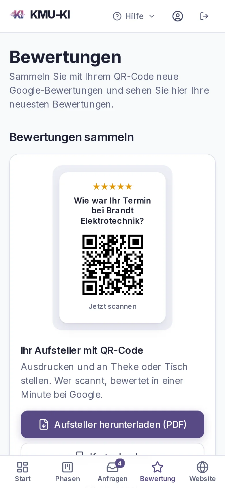 Bewertungsseite am Handy